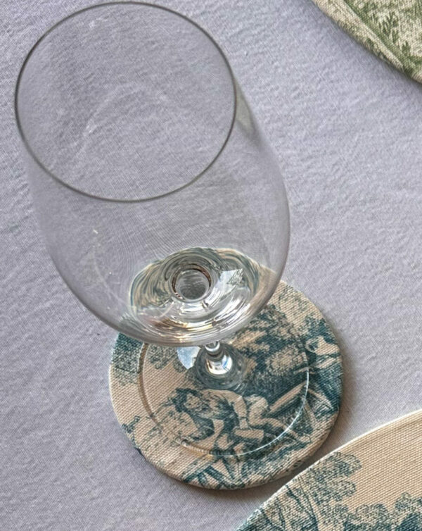 Dessous de verre - Toile de Jouy Turquoise