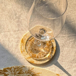 Dessous de verre - Toile de Jouy Ocre