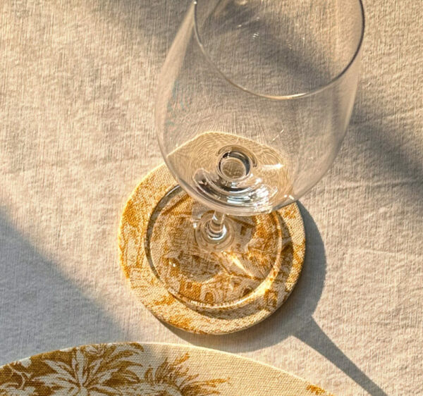 Dessous de verre - Toile de Jouy Ocre