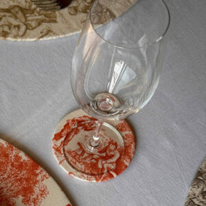 Dessous de verre - Toile de Jouy Orange