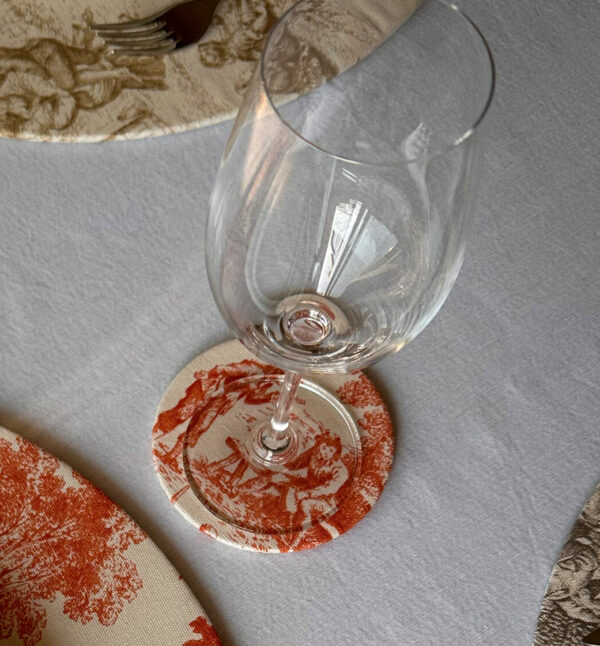 Dessous de verre - Toile de Jouy Orange