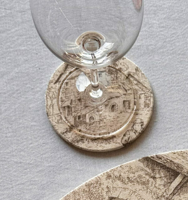 Dessous de verre - Toile de Jouy Taupe