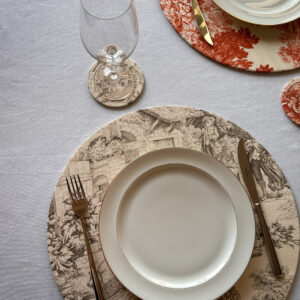 Dessous de verre - Toile de Jouy Taupe – Image 3