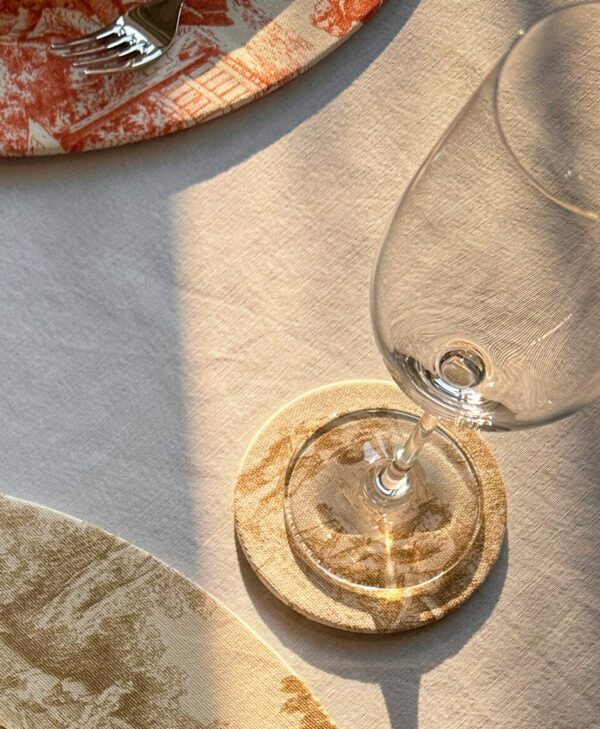 Dessous de verre - Toile de Jouy Sable