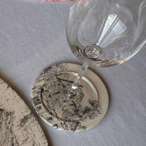 Dessous de verre - Toile de Jouy Gris foncé