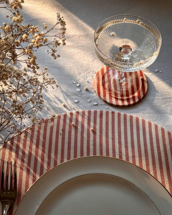 Dessous de verre - Rayé Rose Antique